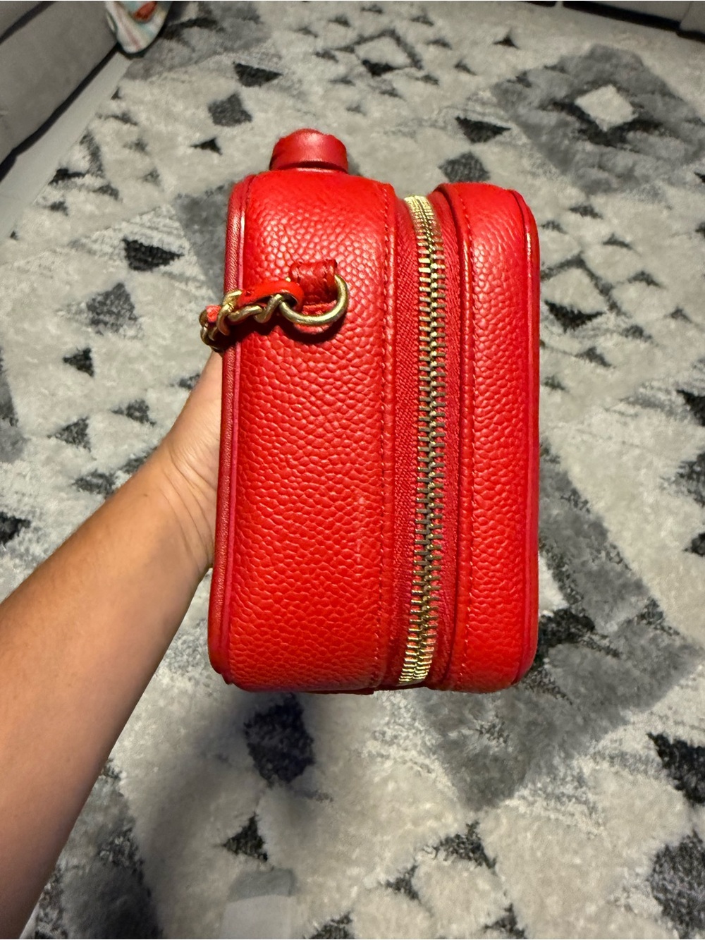 CHANEL Red Quilted Vanity Crossbody with Top Handle - Picture 13 of 14